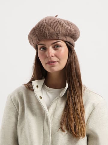 TRAVELIN' Wełniany beret w kolorze jasnobrązowym