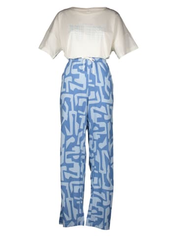 s.Oliver Pyjama in Weiß/ Hellblau
