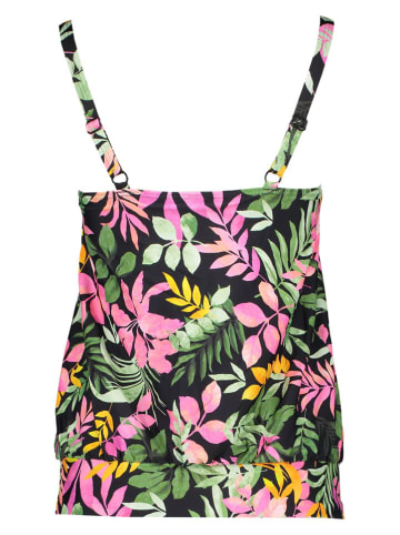 Vivance Koszulka tankini w kolorze czarno-zielono-różowym