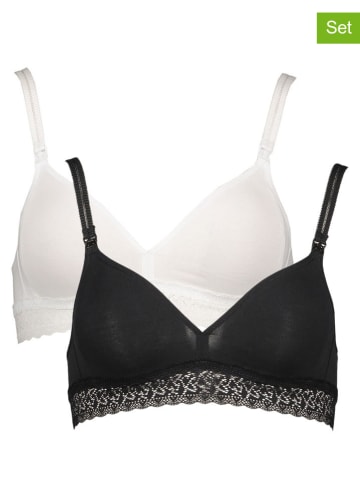 Petit Fleur 2-delige set: voedingsbeha's wit/zwart