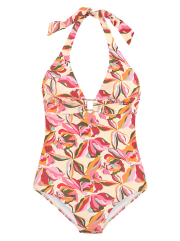 s.Oliver Badeanzug in Creme/ Rosa/ Oliv
