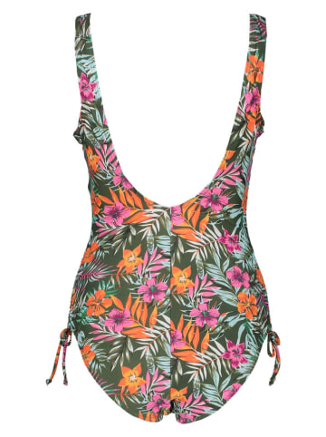 Venice Beach Badeanzug in Oliv/ Orange/ Pink