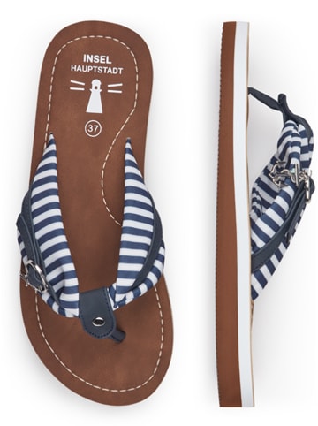 Inselhauptstadt Teenslippers donkerblauw/wit