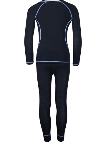 Trollkids 2-delige functionele ondergoedset "Kids Merino Baselayer" antraciet/blauw