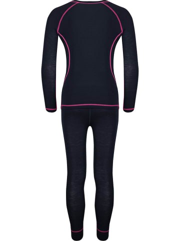Trollkids 2-delige functionele ondergoedset "Kids Merino Baselayer" antraciet/roze