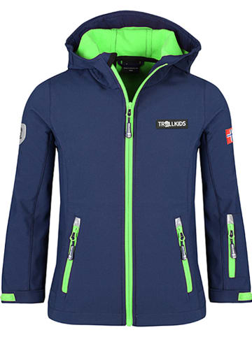 Trollkids Softshelljacke "Oslofjord" in Dunkelblau/ Grün