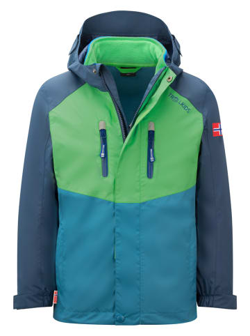Trollkids 3-in-1 functionele jas "Bryggen" blauw/groen