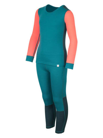Trollkids 2-delige functionele ondergoedset "Merino" turquoise