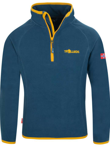Trollkids Fleecepullover "Nordland" in Dunkelblau/ Orange