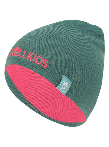 Trollkids Omkeerbare beanie "Troll" koraalrood/groen