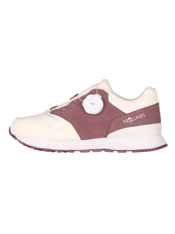 Trollkids Leder-Sneakers "Kristiansand" in Creme/ Lila