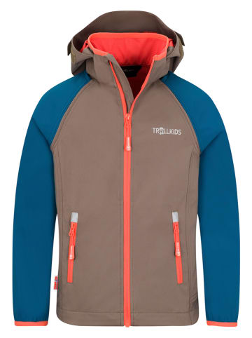 Trollkids Zipp-Off-Softshelljacke "Rondane XT" in Blau/ Braun