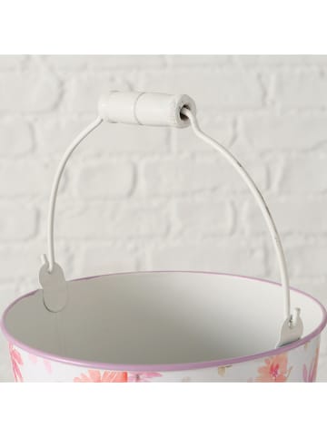 Boltze 3-delige set: decoratieve emmers "Rosella" wit/lichtroze