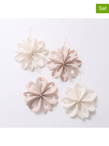 Boltze 4er-Set: Dekoanhänger "Kassio" in Creme/ Beige - (H)5 cm