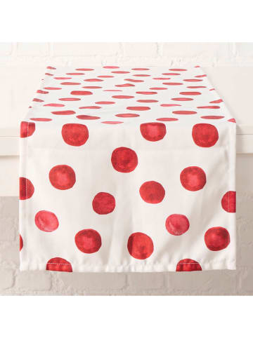 Boltze Tafelloper "Jingle" wit/rood - (L)140 x (B)40 cm
