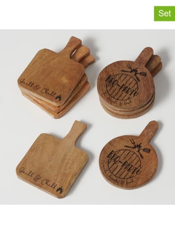 Boltze 4-delige set: snijplanken "BBQ" lichtbruin/bruin