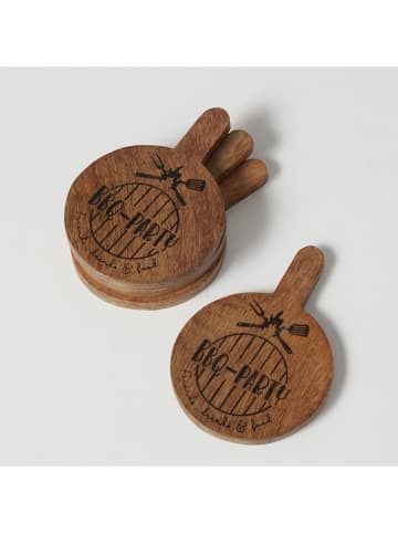 Boltze 4er-Set: Schneidebretter "BBQ" in Hellbraun/ Braun