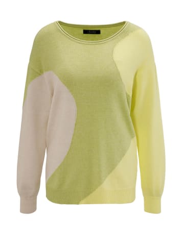 Aniston Pullover in Hellgrün/ Weiß