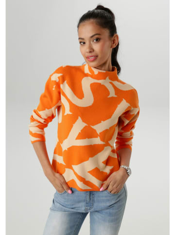 Aniston Pullover in Orange/ Beige