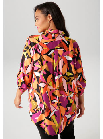 Aniston Longbluse in Pink/ Orange/ Schwarz