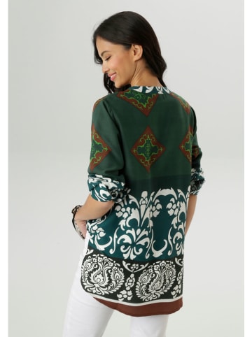Aniston Bluse in Grün/ Weiß