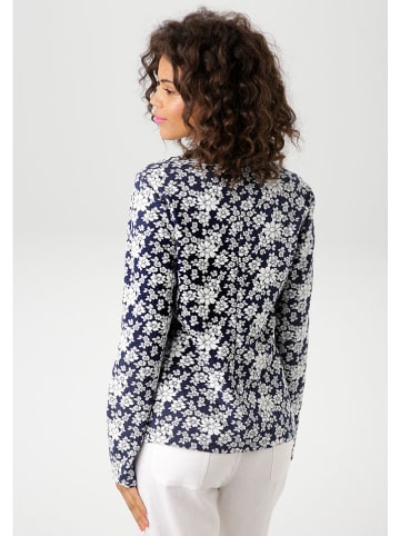 Aniston Blazer in Dunkelblau/ Weiß