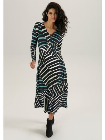 Aniston Kleid in Schwarz/ Weiß/ Türkis