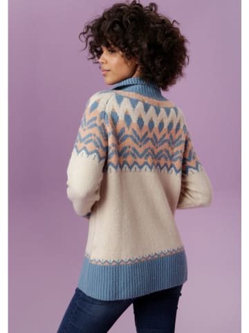 Aniston Pullover in Creme/ Beige/ Blau