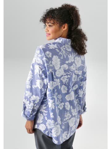 Aniston Bluse in Blau/ Weiß