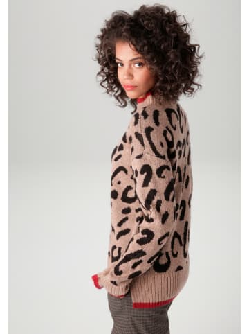 Aniston Sweter w kolorze jasnobrązowo-czarnym