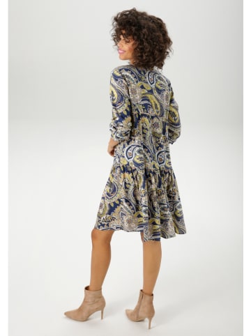 Aniston Kleid in Dunkelblau/ Gelb