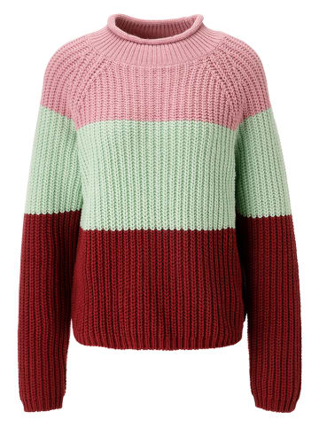 Aniston Pullover in Rot/ Hellgrün/ Rosa
