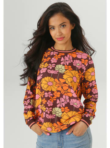 Aniston Bluse in Bordeaux/ Gelb/ Orange