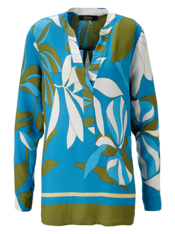 Aniston Blouse blauw/olijfgroen/wit