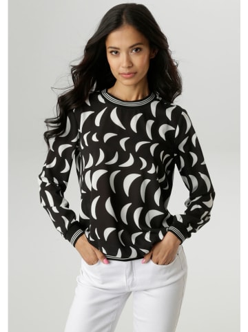Aniston Bluse in Schwarz/ Weiß