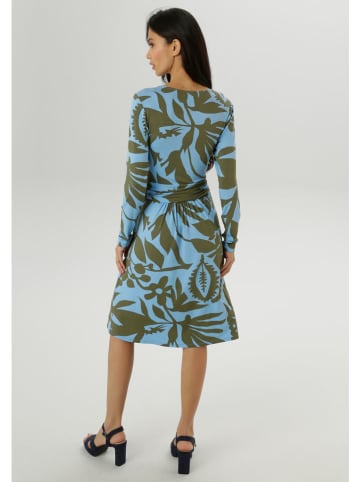 Aniston Jurk blauw/olijfgroen