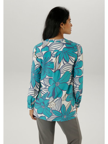 Aniston Bluse in Türkis/ Weiß