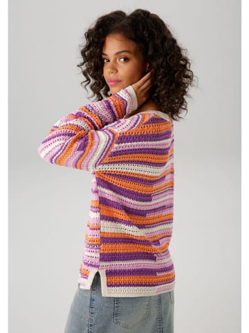 Aniston Trui paars/oranje/wit