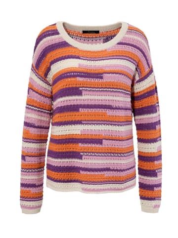 Aniston Pullover in Lila/ Orange/ Weiß