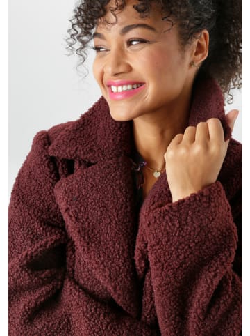Aniston Płaszcz pluszowy w kolorze bordowym