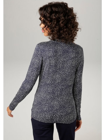 Aniston Longsleeve in Dunkelblau/ Weiß