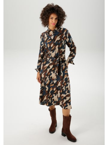 Aniston Kleid in Dunkelbraun/ Dunkelblau/ Beige