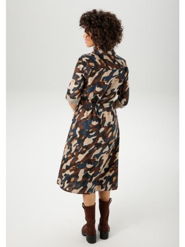 Aniston Kleid in Dunkelbraun/ Dunkelblau/ Beige