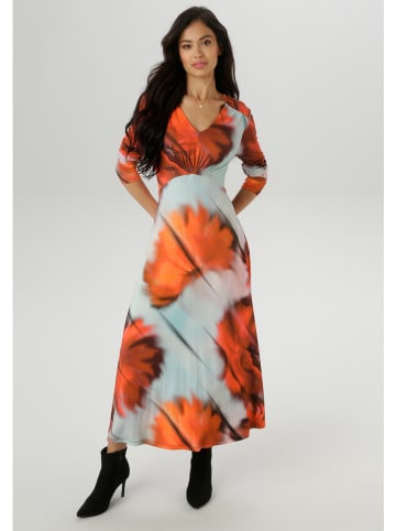 Aniston Kleid in Orange/ Hellblau