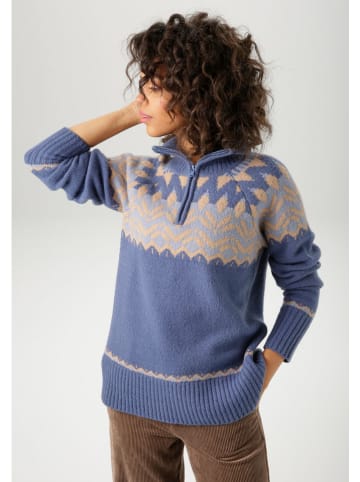 Aniston Sweter w kolorze niebiesko-beżowym