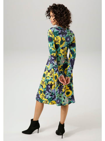 Aniston Jurk lichtblauw/geel