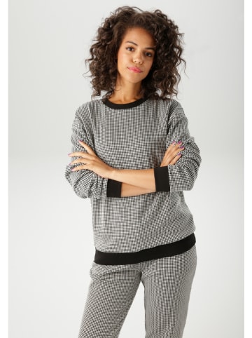 Aniston Sweatshirt in Schwarz/ Weiß