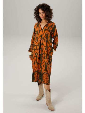 Aniston Jurk oranje/kaki