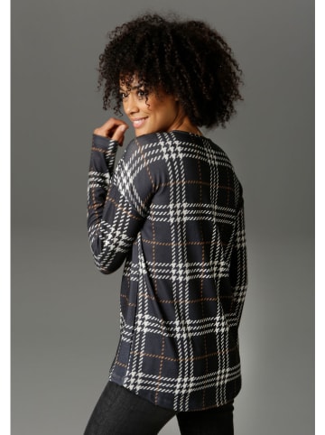 Aniston Longsleeve in Grau/ Weiß