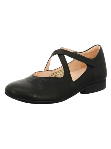 Think! Leder-Spangenballerinas in Schwarz